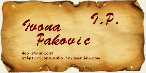 Ivona Paković vizit kartica